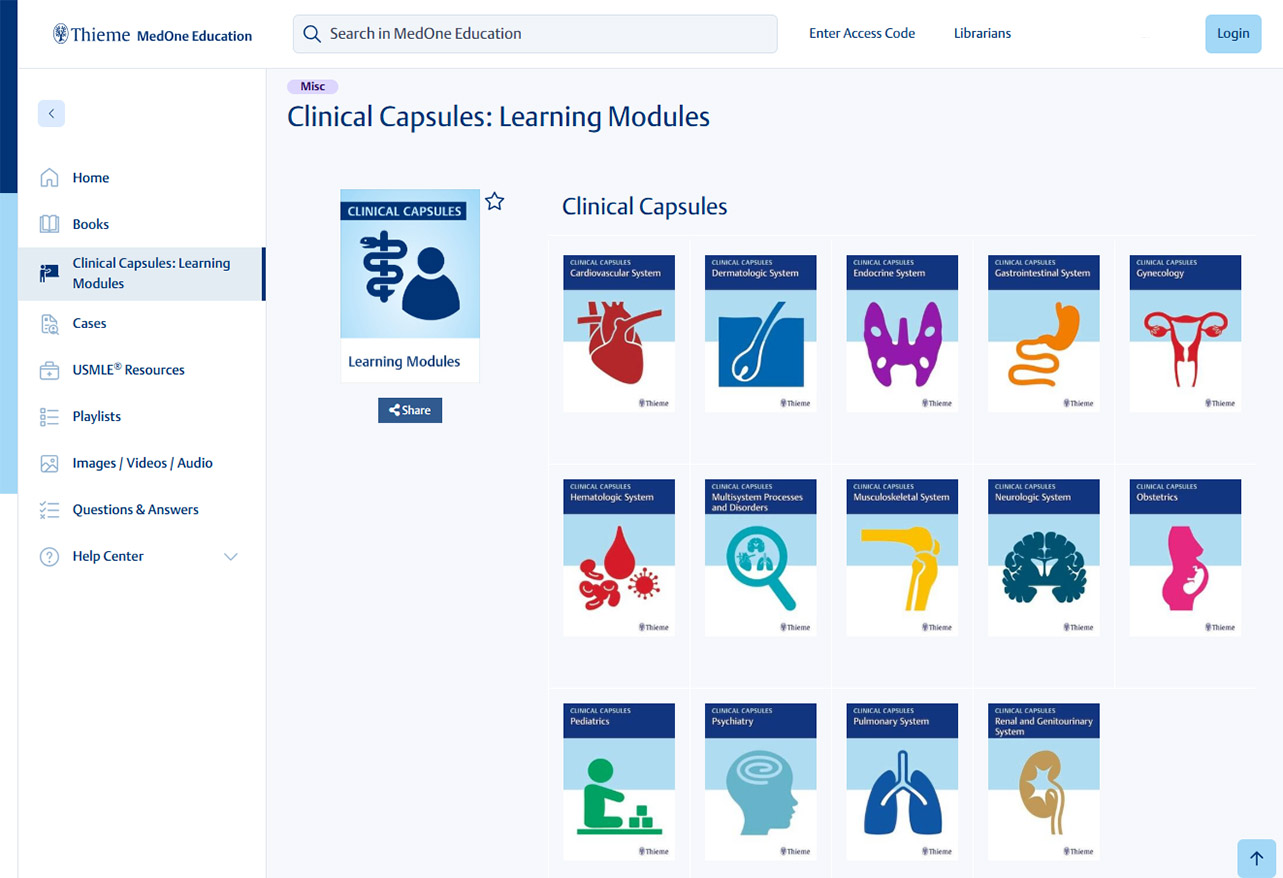 Thieme MedOne Education Screenshot Clinical Capsules