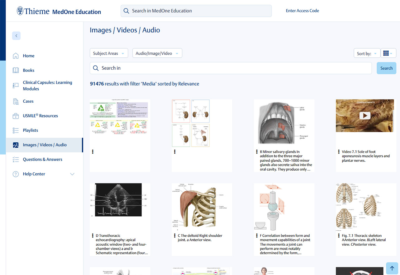 Thieme MedOne Education Screenshot Images / Videos / Audios