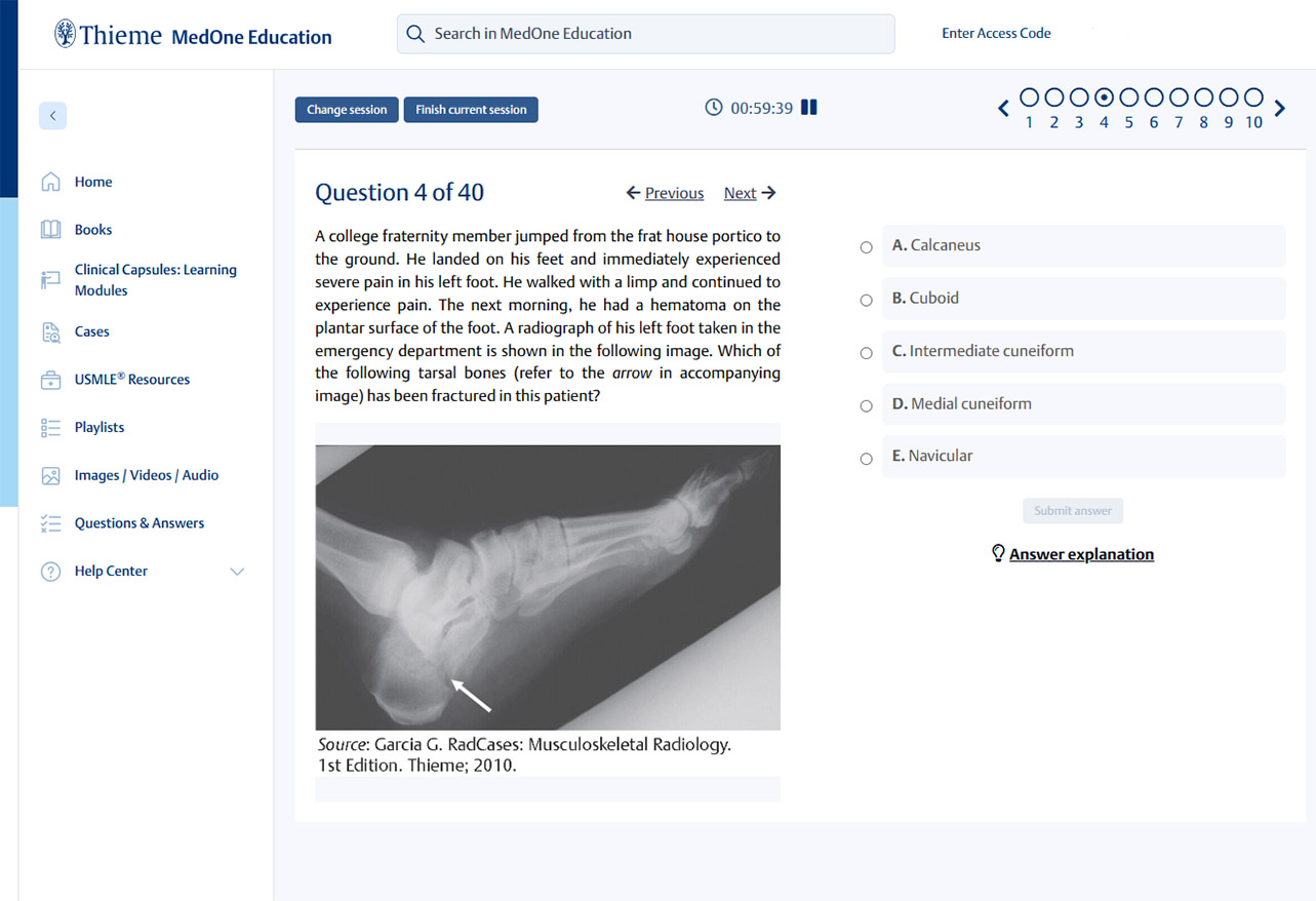 Thieme MedOne Education Screenshot Questions & Answers